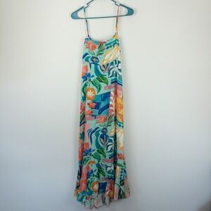 Paper Heart Tiered Floral Maxi Boho Dress Womens M Beach‎ Multicolor Anthro New